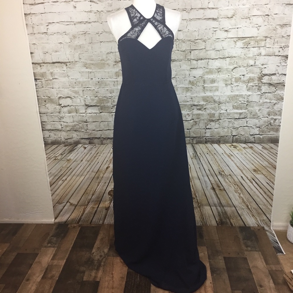 Hayley Paige navy blue lace formal dress - David's Bridal